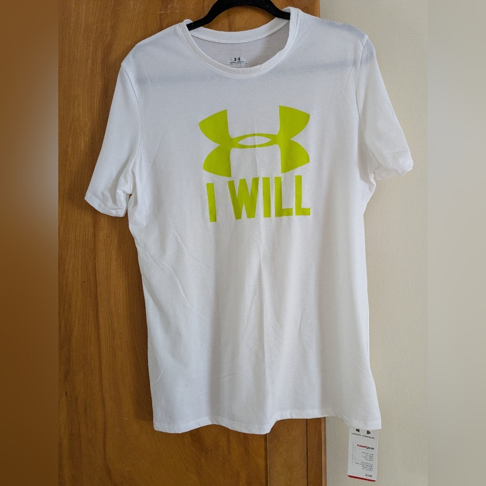 Under Armour Women's White Tee with Neon Green Graphic